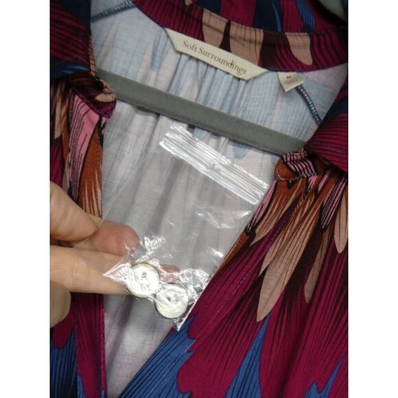 NWOT Soft Surroundings Midi Shirt Dress Women M Ancient Isle Jersey Colorfu Boho - Picture 5 of 12